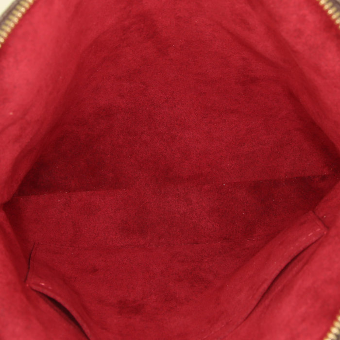 Sac à main Louis Vuitton Coussin en toile monogram marron et cuir naturel - Detail D2