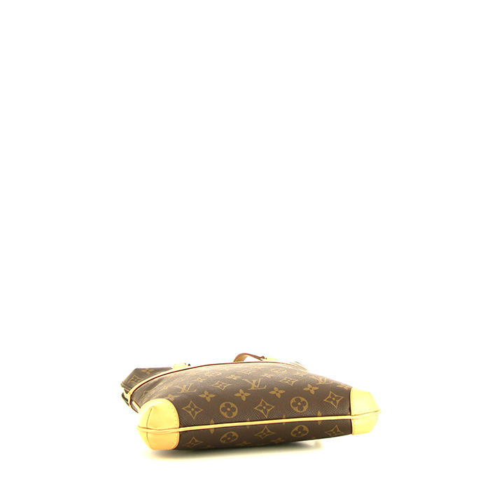 Sac à main Louis Vuitton Coussin en toile monogram marron et cuir naturel - Detail D4