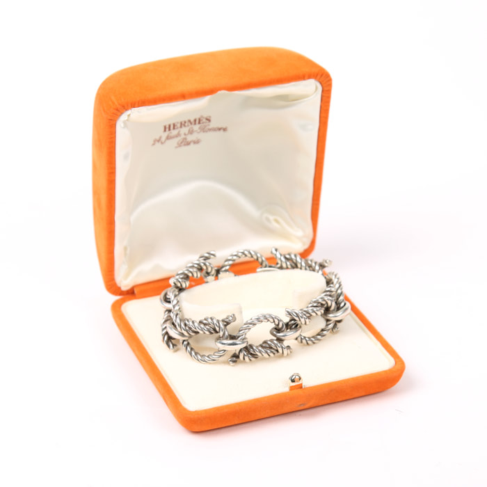 Twisted Hermès Noeud Marin bracelet in silver - Detail D2