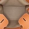 Hermes Roseau leather tote bag Green travel bag in brown Barenia leather and beige canvas - Detail D2 thumbnail