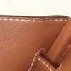 Hermes Roseau leather tote bag Green travel bag in brown Barenia leather and beige canvas - Detail D4 thumbnail