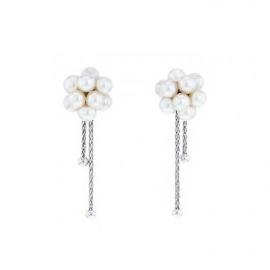 Pendientes colgantes Boucheron Grains de Mure en oro blanco y perlas