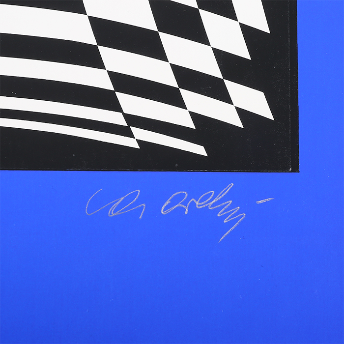 Victor Vasarely, "Japet BW/Blue", silkscreen in colors on paper, artist proof, signed and justified, of 1989 - Detail D1