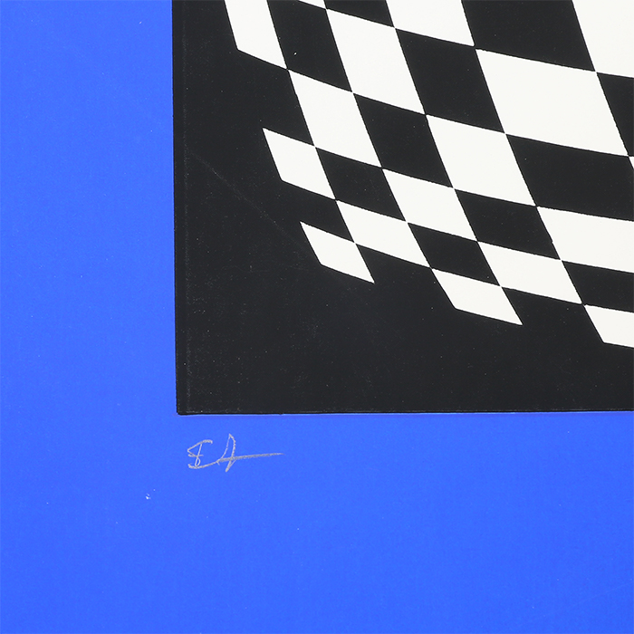 Victor Vasarely, "Japet BW/Blue", silkscreen in colors on paper, artist proof, signed and justified, of 1989 - Detail D2