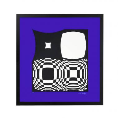 Victor Vasarely, "Japet BW/Blue", silkscreen in colors on paper, artist proof, signed and justified, of 1989