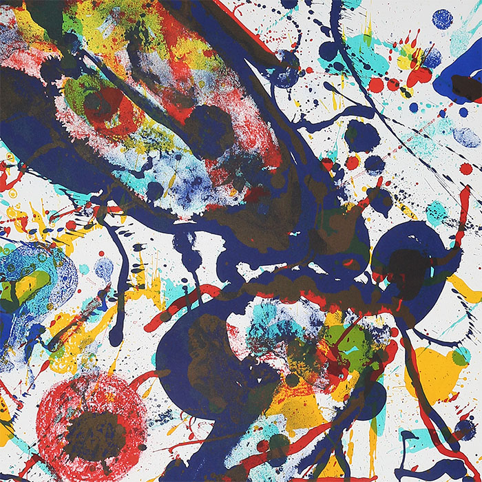 Sam Francis, "Poèmes dans le Ciel, planche II", lithograph in colors on paper, signed, numbered and framed, with its certificate of authenticity, of 1986 - Detail D1
