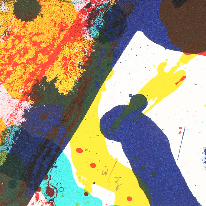 Sam Francis, "Poèmes dans le Ciel, planche II", lithograph in colors on paper, signed, numbered and framed, with its certificate of authenticity, of 1986 - Detail D3