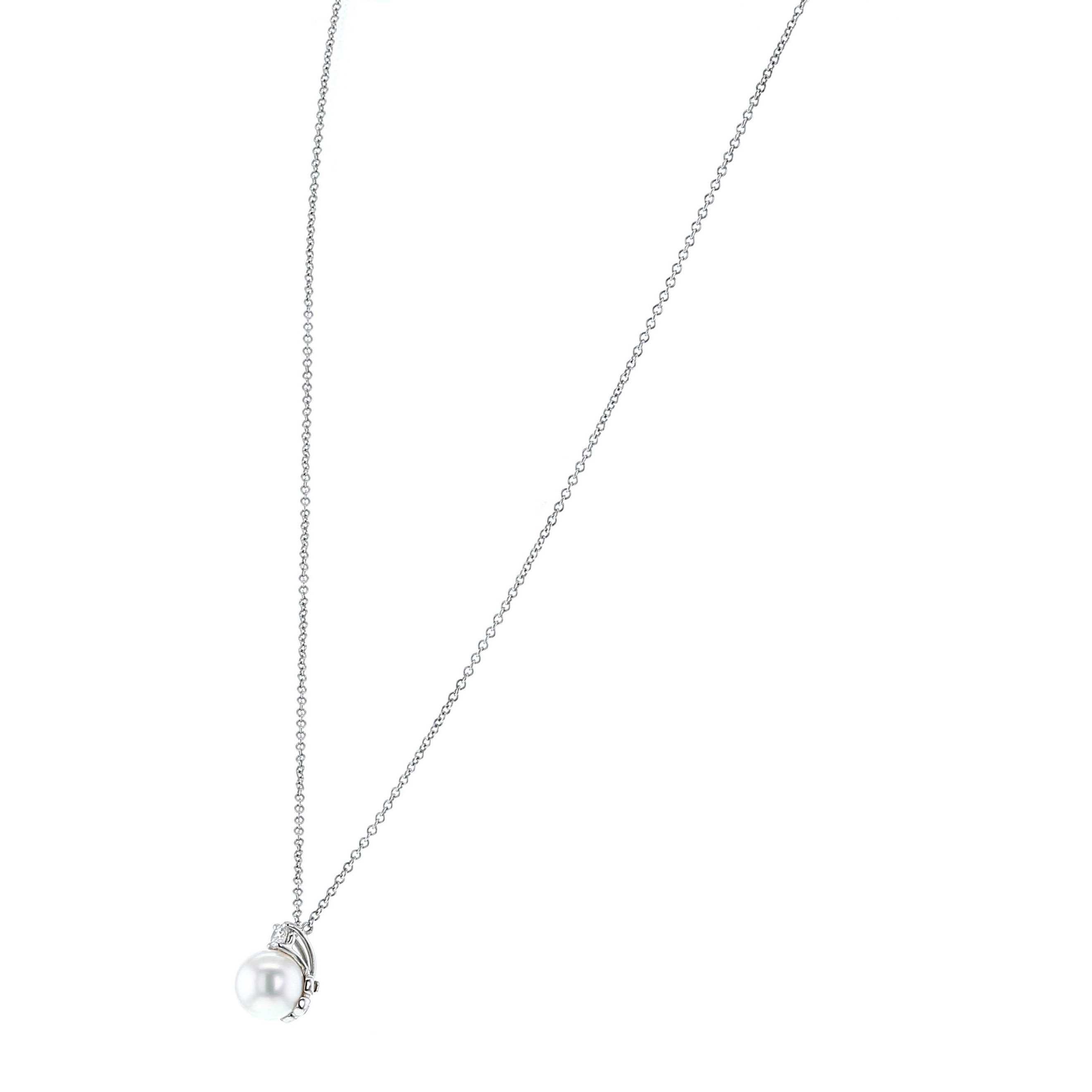 Collar Tiffany & Co Signature Pearls en oro blanco,  perla y diamante - Detail D1