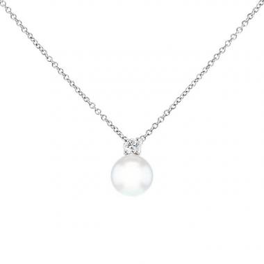 Collier Tiffany & Co Signature Pearls en or blanc,  perle et diamant