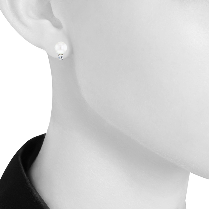 Paire de puces d'oreilles Tiffany & Co Signature Pearls en or blanc,  perles et diamants