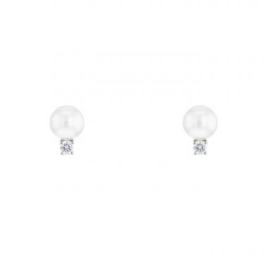Paire de puces d'oreilles Tiffany & Co Signature Pearls en or blanc,  perles et diamants