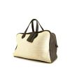 Hermes Victoria travel bag in brown togo leather and beige canvas - 00pp thumbnail