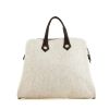 Hermès Heeboo handbag in beige canvas and brown leather - 360 thumbnail