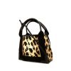 Balenciaga small shopping bag in black and leopard canvas - 00pp thumbnail