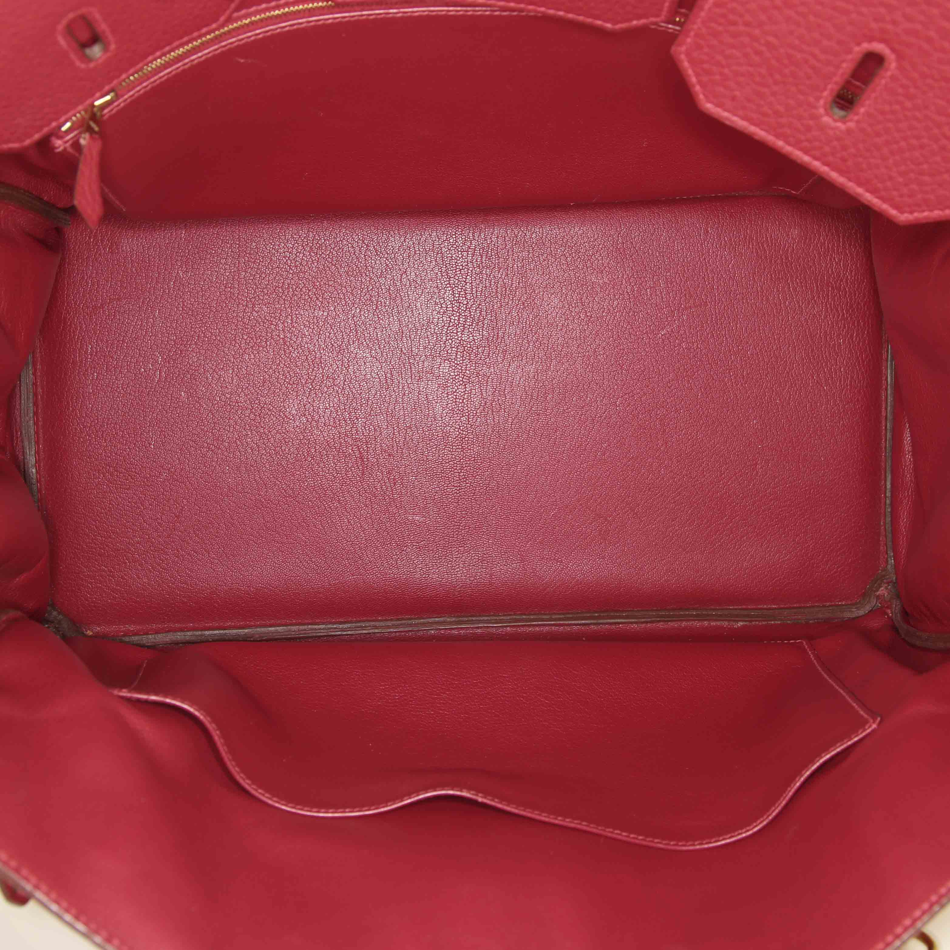 Hermes Birkin 40 cm handbag in red Fjord leather - Detail D2
