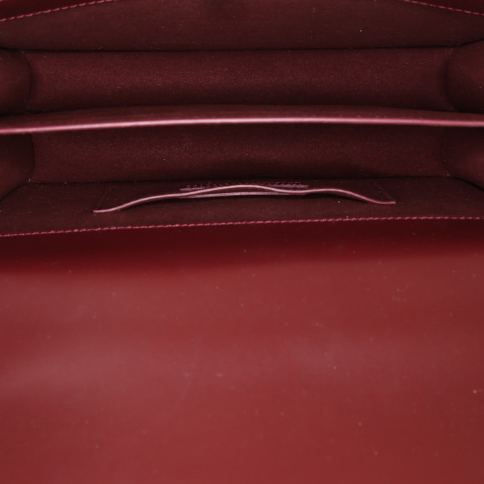 Sac à main Saint Laurent Sunset en cuir lisse bordeaux - Detail D3