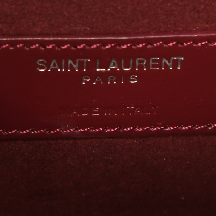 Sac à main Saint Laurent Sunset en cuir lisse bordeaux - Detail D4