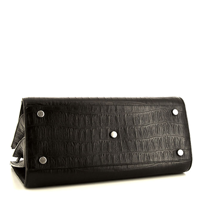 Bolso de mano Saint Laurent Sac de jour en cuero negro - Detail D5