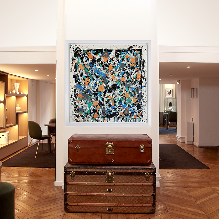 JonOne, "Jumping to be free", grande huile sur toile, signée, titrée, datée et encadrée, avec son certificat d'authenticité, de 2017 - Detail D1