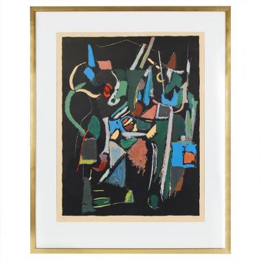 André Lanskoy, "Composition abstraite", lithographie en couleurs sur papier, signée, numérotée et encadrée
