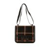 Hermes Constance handbag in brown canvas and black leather - 360 thumbnail