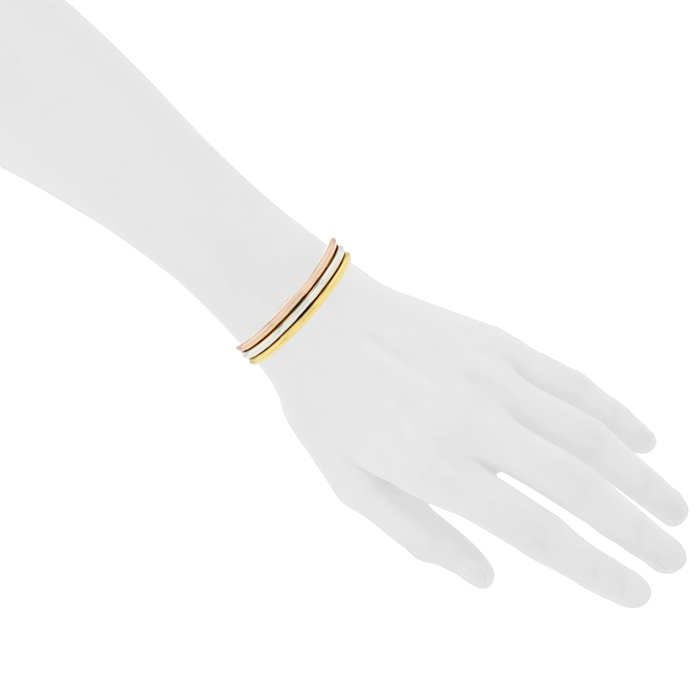 Brazalete redondo época años 90 semirrígido Cartier Trinity en 3 oros - Detail D1