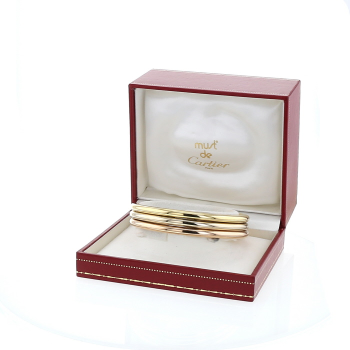 Hald-rigid Cartier Trinity 1990's bangle in 3 golds - Detail D2