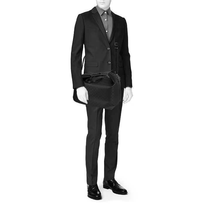 Bolsa de viaje Louis Vuitton Weekender Baubourg en lona a cuadros negra - Detail D2