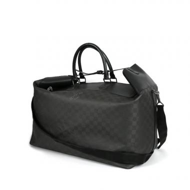 Borsa da viaggio Louis Vuitton Weekender Baubourg in tela a scacchi nera