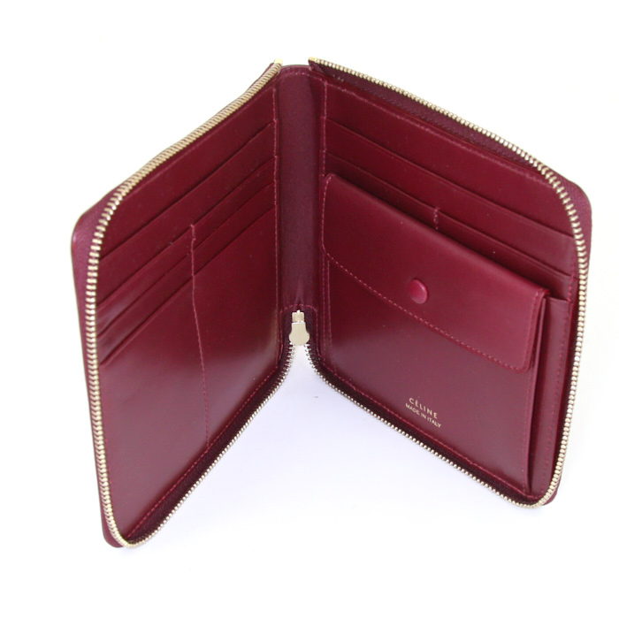 Billetera Celine en cuero color burdeos - Detail D1
