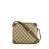 Gucci Messenger shoulder bag in beige monogram canvas and brown leather - 360 thumbnail