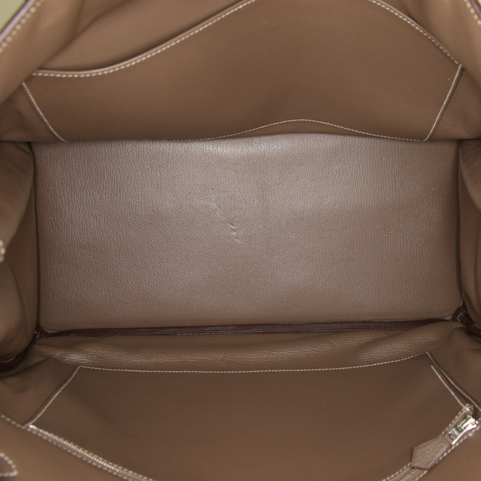 Sac à main Hermes Birkin 40 cm en cuir togo étoupe - Detail D2
