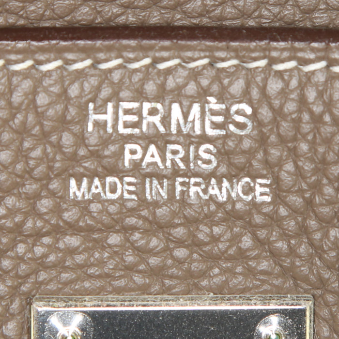 Sac à main Hermes Birkin 40 cm en cuir togo étoupe - Detail D3