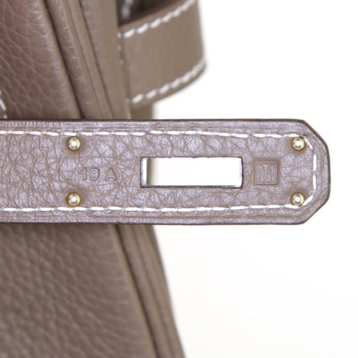 Borsa Hermes Birkin 40 cm in pelle togo etoupe - Detail D4