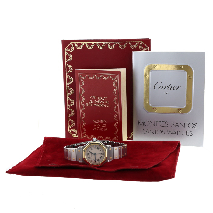 Cartier Santos Ronde watch in gold and stainless steel Ref:  187903 Circa  1989 - Detail D2