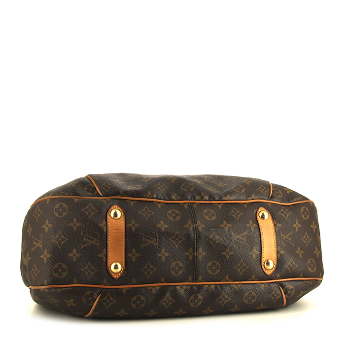 Borsa Louis Vuitton Galliera in tela monogram marrone e pelle naturale - Detail D4