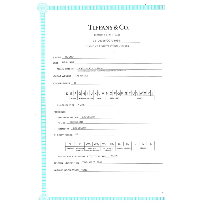 Bague solitaire Tiffany & Co Setting en platine et diamant (0,75 carat) - Detail D3