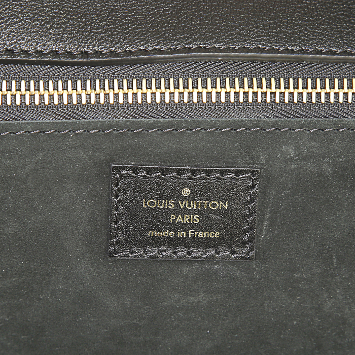 Louis Vuitton Tote W handbag in black leather and black suede - Detail D3
