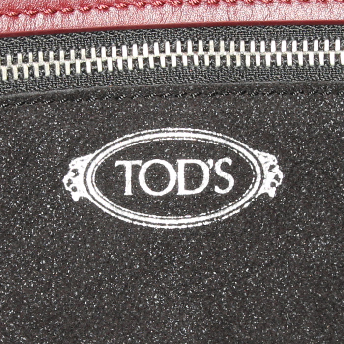 Bolso bandolera Tod's Wave en cuero color burdeos - Detail D4