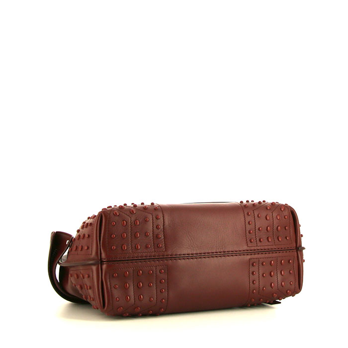 Sac bandoulière Tod's Wave en cuir bordeaux - Detail D5
