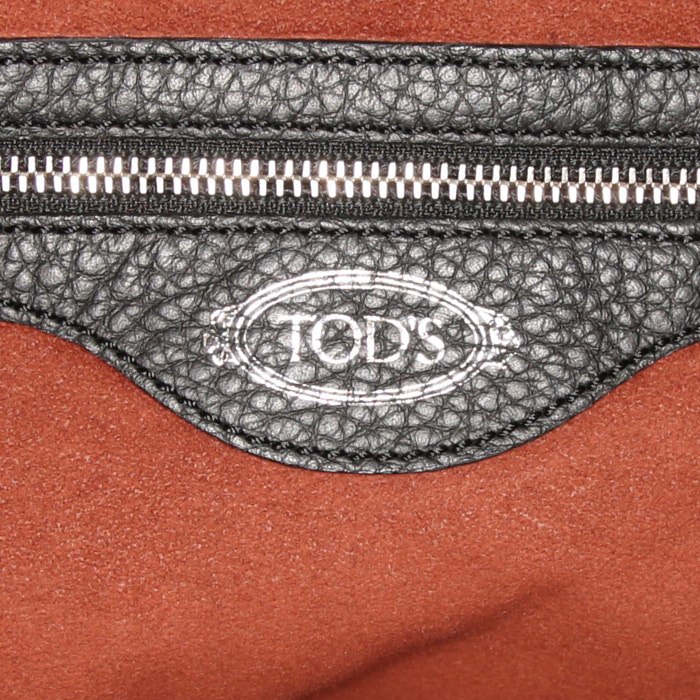 Sac cabas Tod's en cuir grainé noir - Detail D3