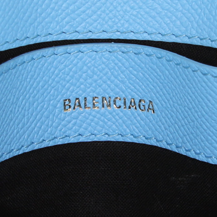 Balenciaga Ville Top Handle XXS shoulder bag in blue grained leather - Detail D4