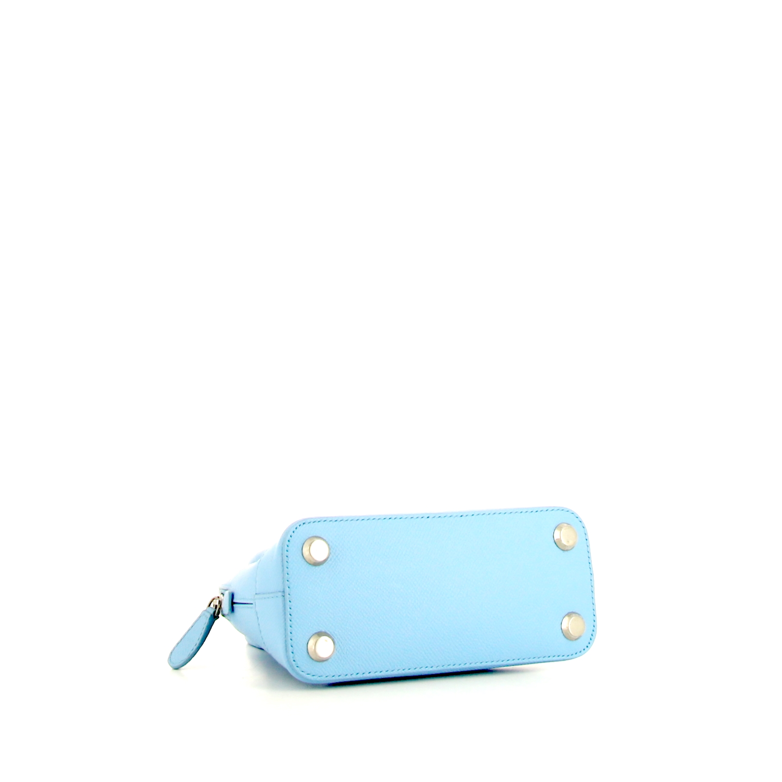 Borsa a tracolla Balenciaga Ville Top Handle XXS in pelle martellata blu - Detail D5