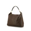 Bolso de mano Louis Vuitton Portobello en lona a cuadros ébano y cuero marrón - 00pp thumbnail