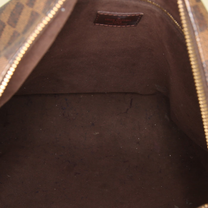 Louis Vuitton Portobello handbag in ebene damier canvas and brown leather - Detail D2