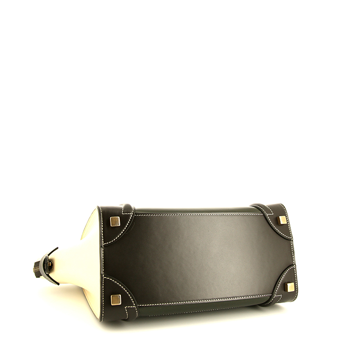 Borsa Celine Luggage in pelle tricolore nera e beige - Detail D4