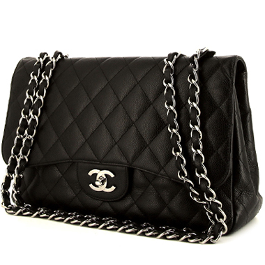 Borsa a tracolla Chanel  Timeless Jumbo in pelle martellata e trapuntata nera