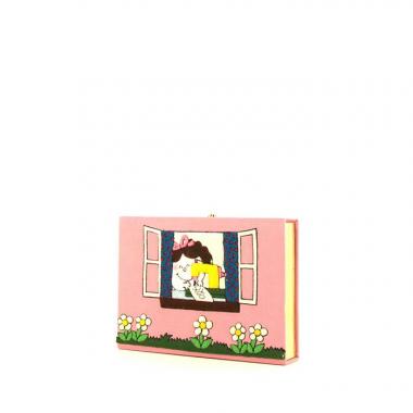 Bolso joya Olympia Le-Tan Cartoon en tela bordada rosa
