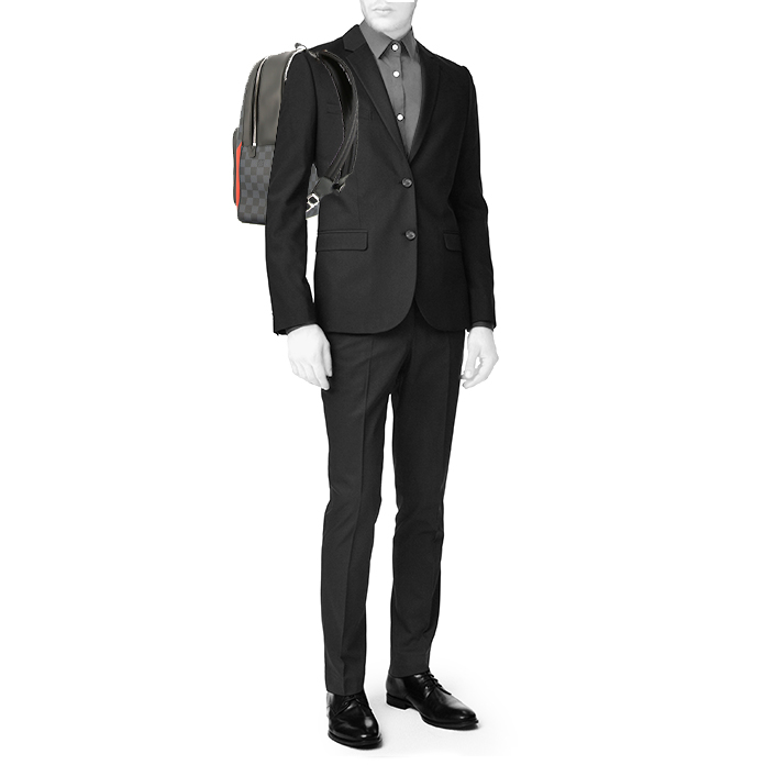 Zaino Louis Vuitton Josh in tela a scacchi grigio Graphite con motivo e pelle nera - Detail D1