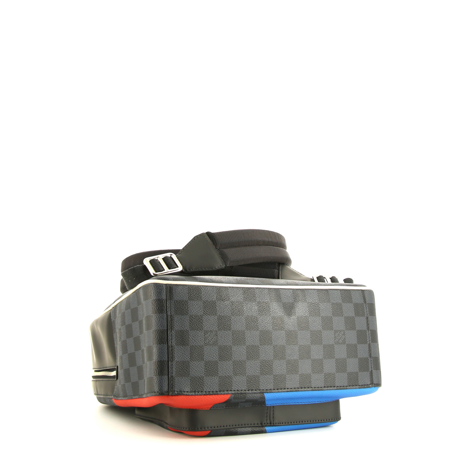 Louis Vuitton Josh backpack in grey Graphite damier canvas and black leather - Detail D4